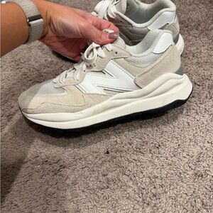 New Balance 5740s Beige and White Sneakers